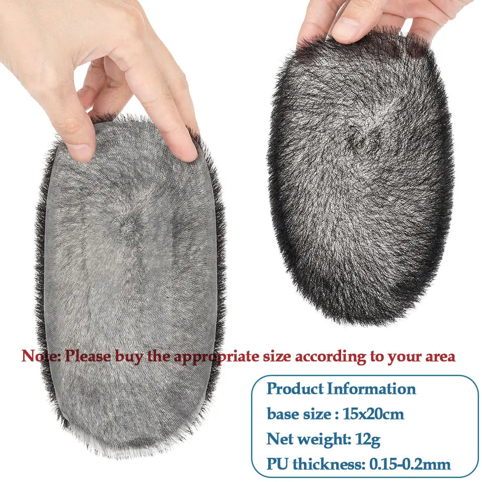 Rich Choices Thin Skin PU Human Hair Toupee for Men - Short Buzz Cut