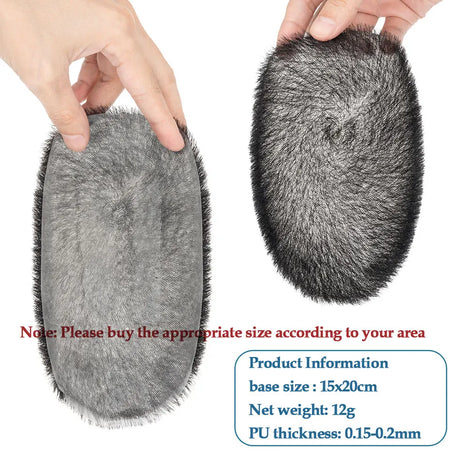 Rich Choices Thin Skin PU Human Hair Toupee for Men - Short Buzz Cut