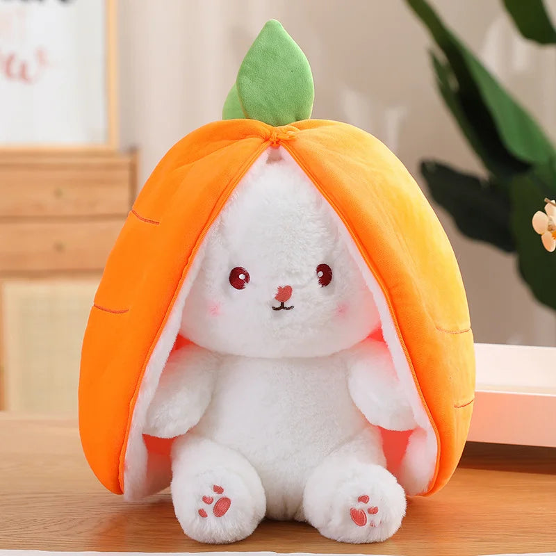 Kawaii Pink Rabbit Plush Toy with Carrot &amp; Strawberry Orange / 40-45cm