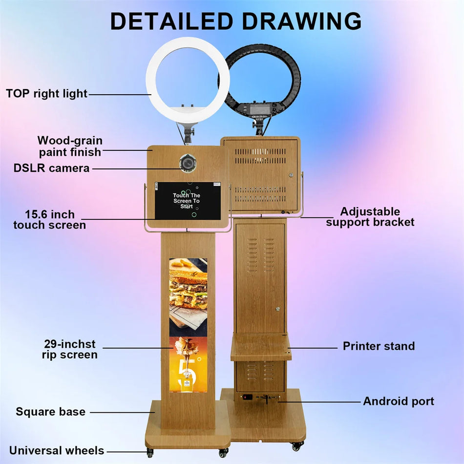 Burvju spogulis foto kabīne 15.6 collu skārienekrāns 29Inch LCD