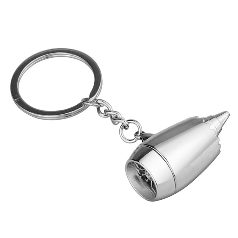 Trendy Metal Jet Engine Keychain for Men - Fashionable Car and Bag Accessory