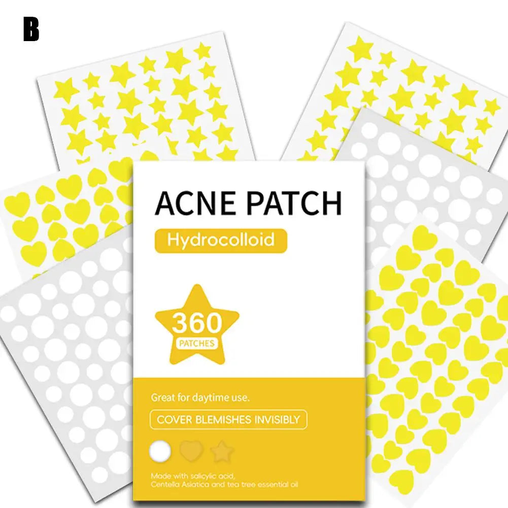 360Pcs Colorful Hydrocolloid Acne Patches for Invisible Pimple Removal &amp; Concealing B / CN