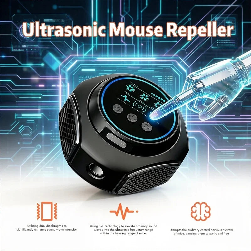 Ultrasonic Mouse Repeller for Indoor Use 360° Deterrent Rodent Excluder