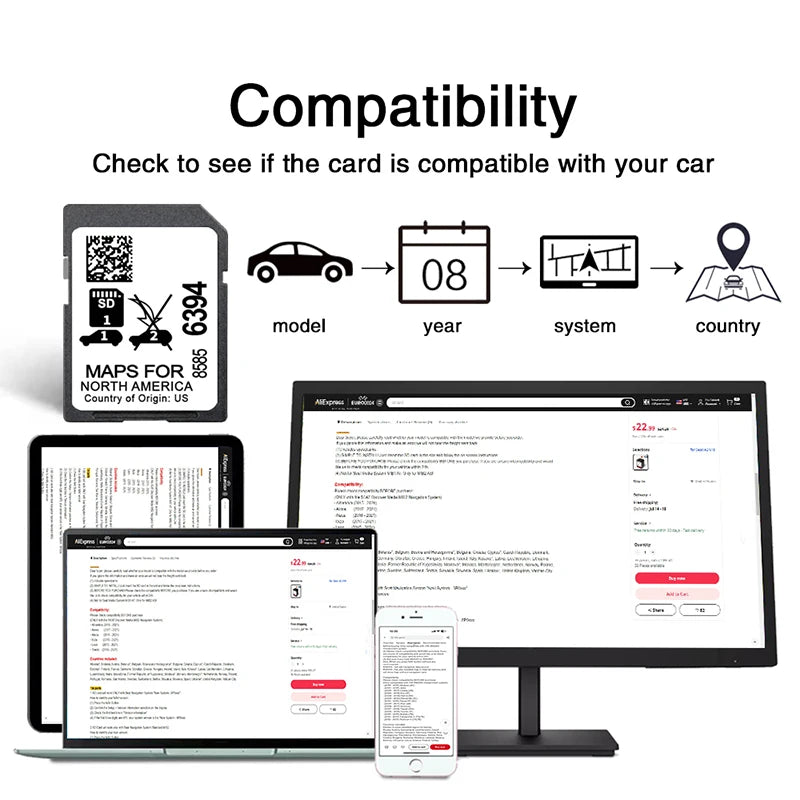 NAVINESA 32GB GPS SD Card &ndash; North America Maps 2024