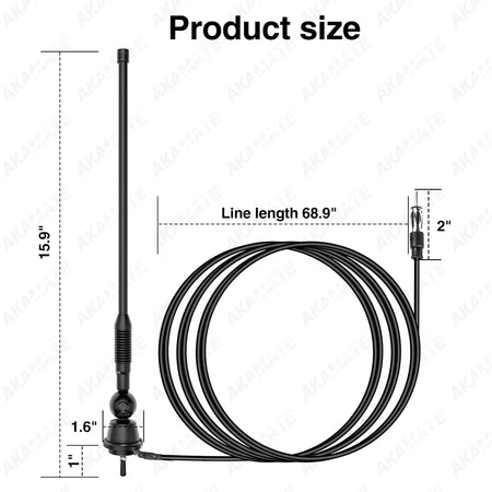 AKAMATE Boat Radio Antenna - 10 Mile Range Flexible