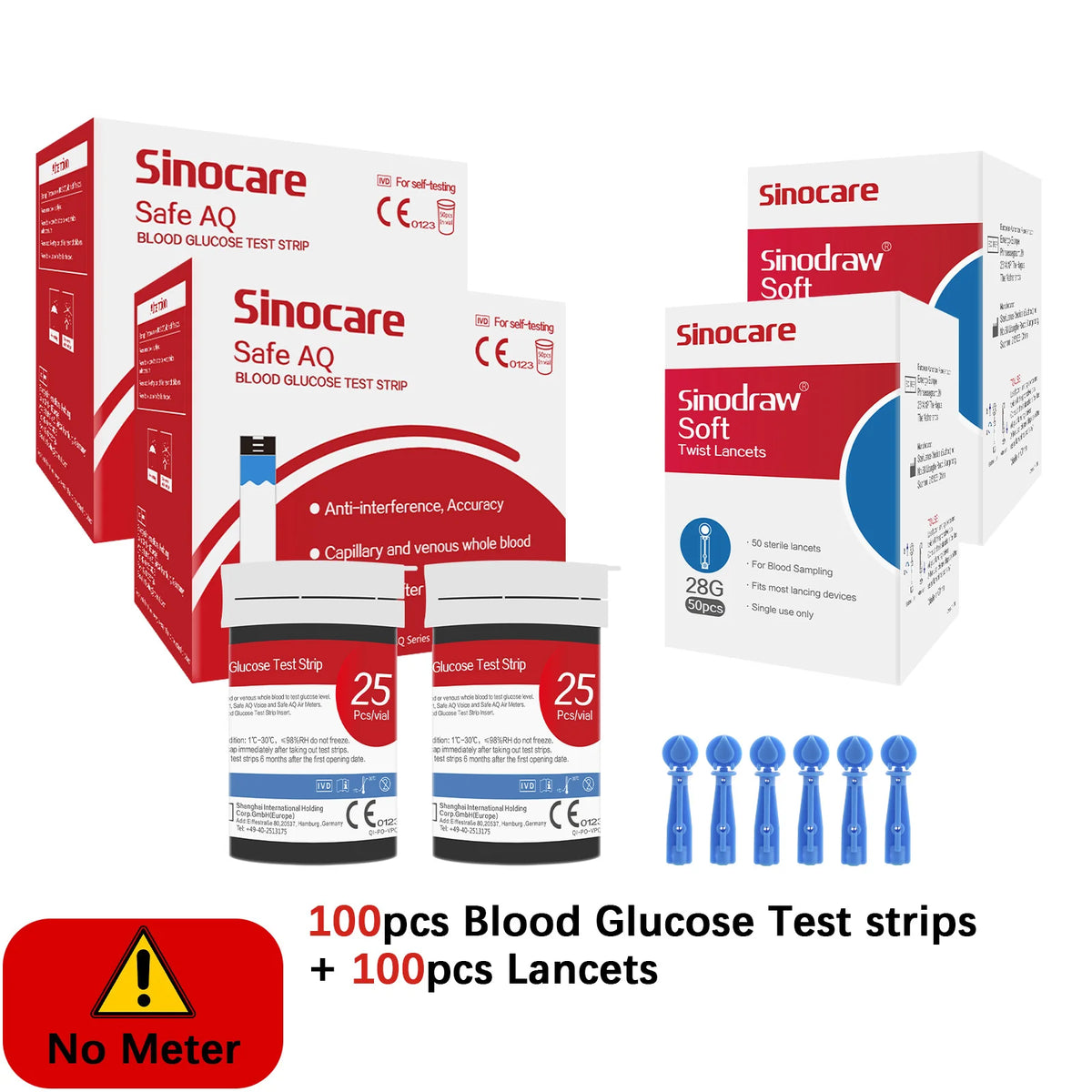 Safe AQ Blood Glucose Meter &ndash; Fast Results in 5 Seconds 100 Strips No Meter / CHINA