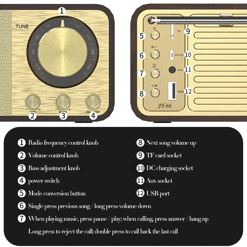 Nostalgic Bluetooth Speaker - Retro Classic Wooden Design