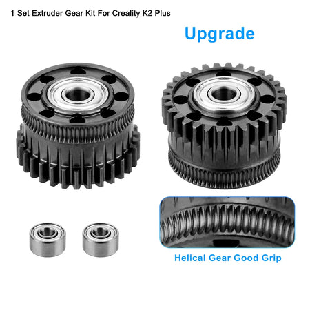 Creality K2 Plus Extruder Gear Kit &ndash; Nickel DLC Coated 1 set gear black