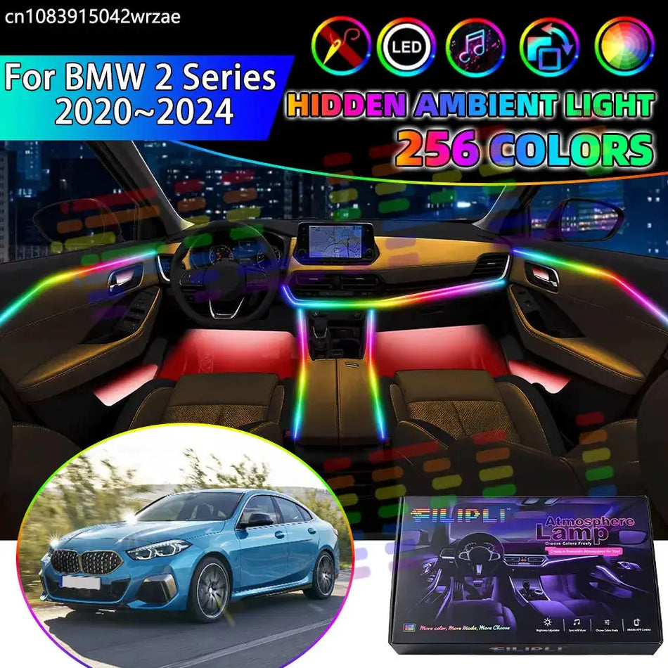 For BMW 2 Series 2020~2024 MK1 1th F44 RGB Car Interior Ambient Lights Strips Breathing Lighting Kit App Control LED strips Auto by InterCyprus Trading Ltd