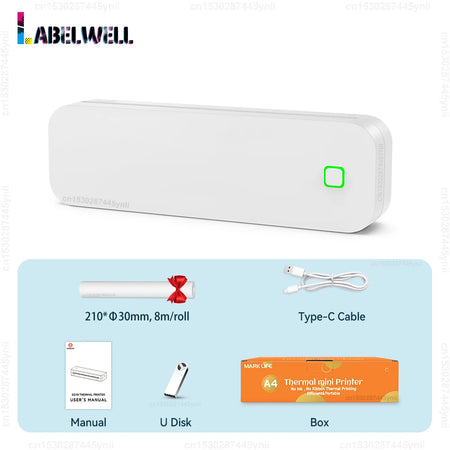 Wireless Tattoo Stencil Printer D210 &ndash; Bluetooth Inkless A4 White Printer