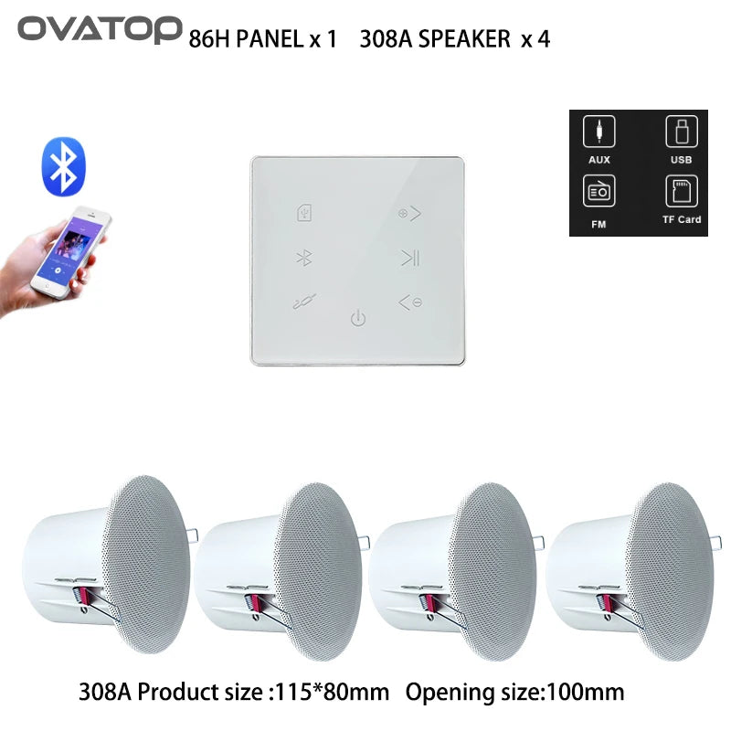 YINLEENCL Mini Touch Smart Bluetooth Wall Amplifier with Remote Control white amp whit 4spk