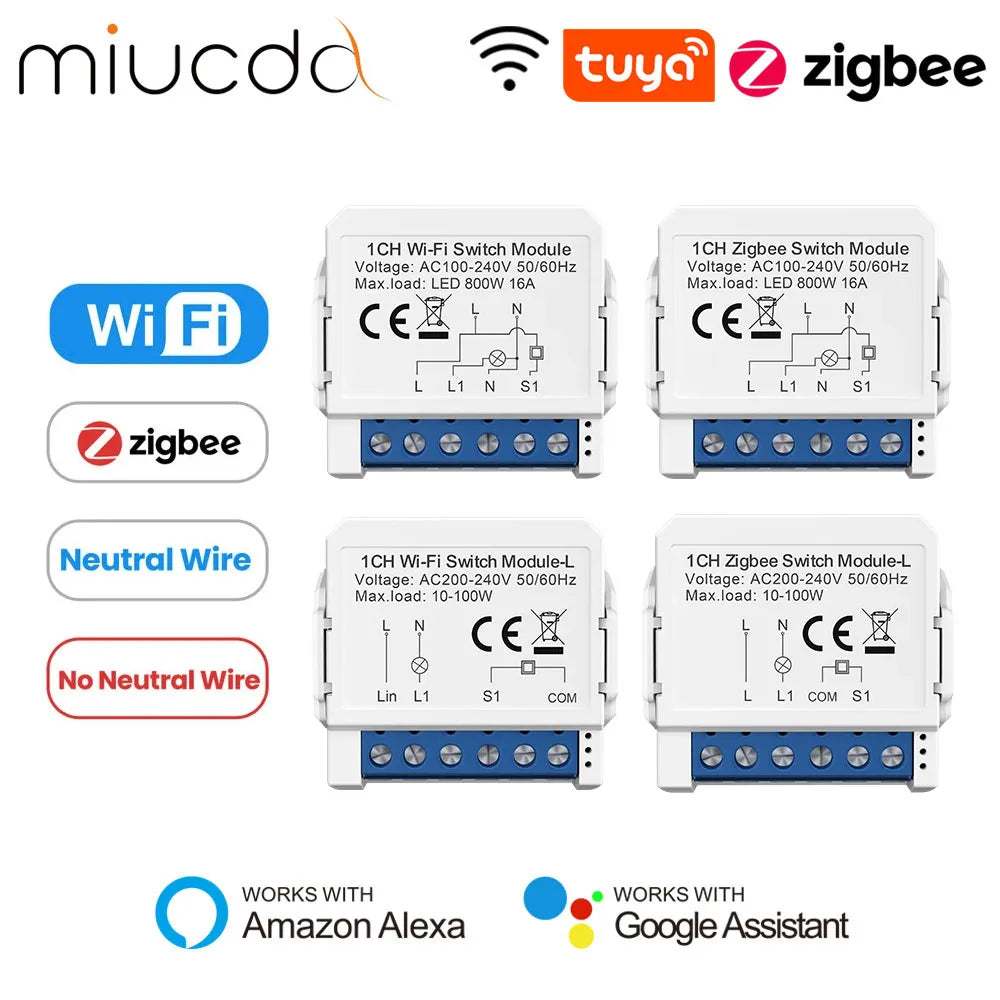 MIUCDA Smart DIY Light Switch Module &ndash; WiFi/Zigbee, Voice Control Compatible