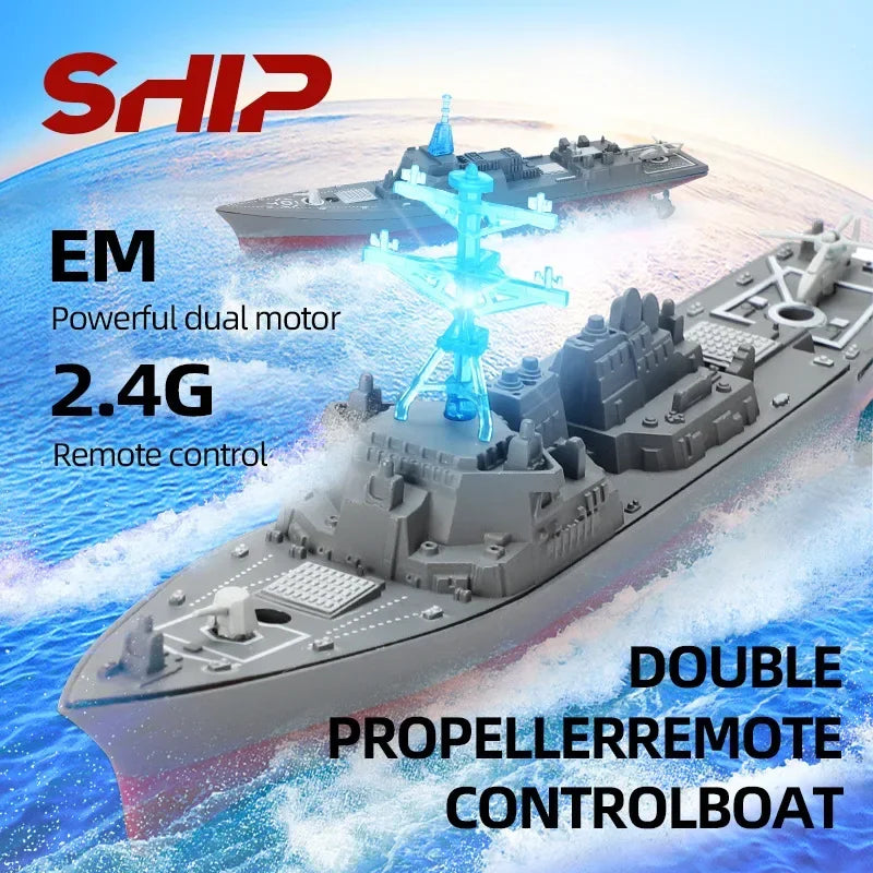 Mini Boat Remote Control Warship &ndash; 2.4GHz Double Propeller Control