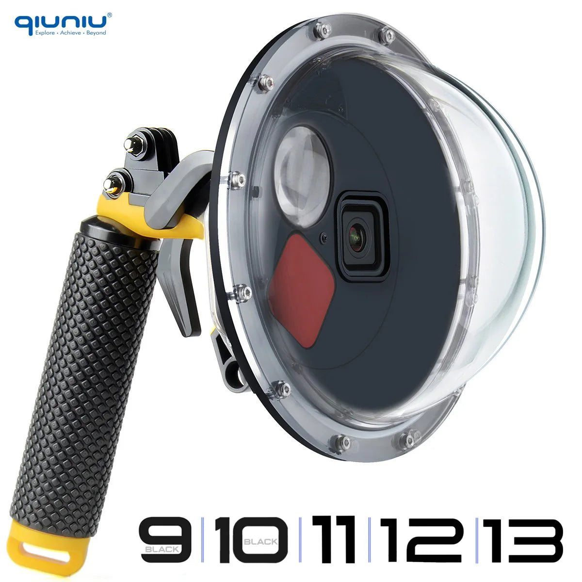 QIUNIU 45m Waterproof Dome Port for GoPro Hero 9-13 with Switchable Filters