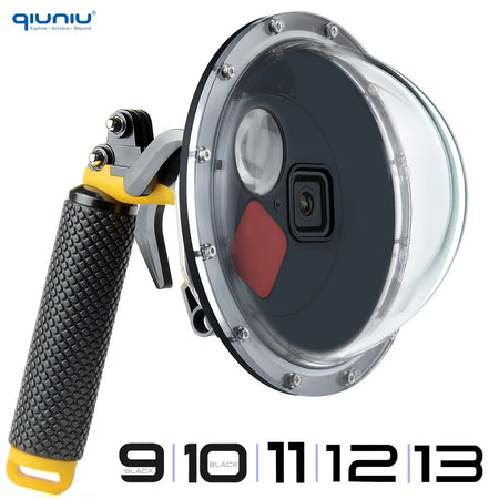 QIUNIU 45m Waterproof Dome Port for GoPro Hero 9-13 with Switchable Filters