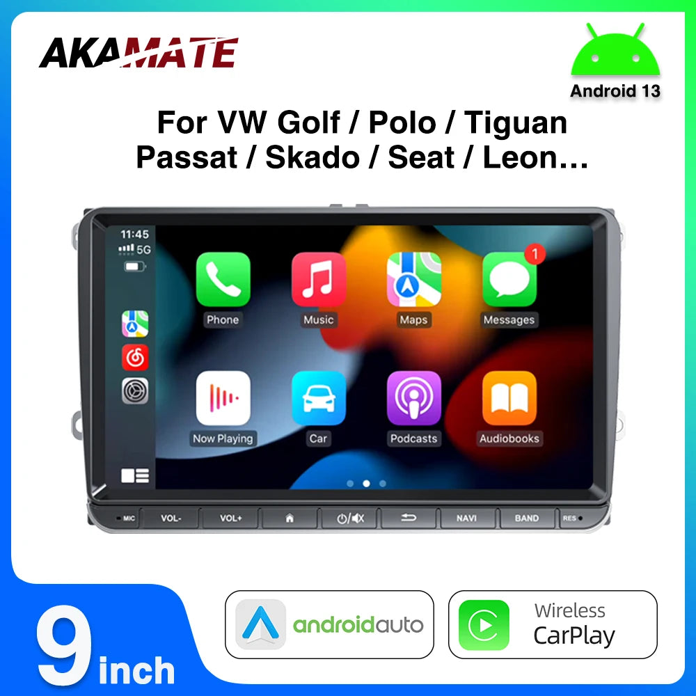 9 Inch Android 13 Car Radio VW Passat Polo Jetta - GPS
