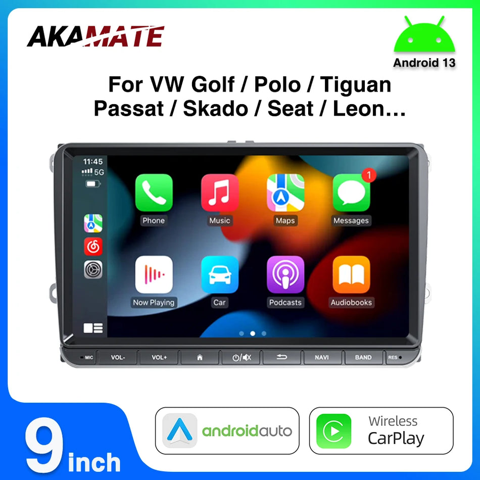 9 Inch Android 13 Car Radio VW Passat Polo Jetta - GPS