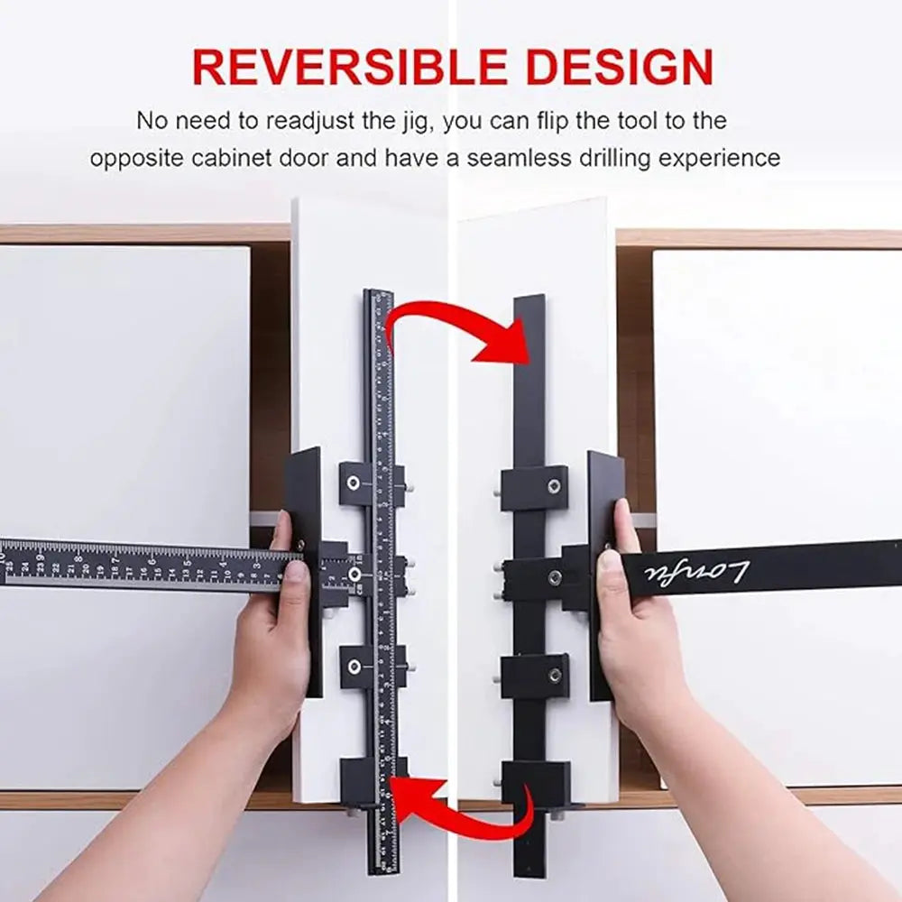 Cabinet Hardware Jig, Adjustable Drill Guide for Accurate Installation of Door and Drawer Front Handles and Knobs Punch Locator by InterCyprus Trading Ltd