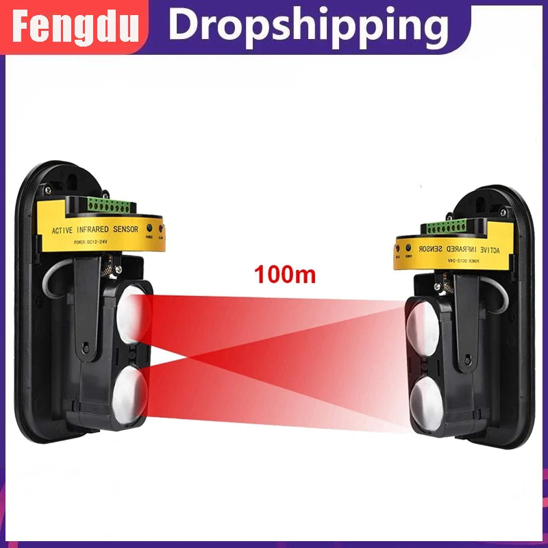 Invisible Beam Barrier Active Detection Digital Pulse Infrared Sensor 100m Waterproof IR Alarm CHINA