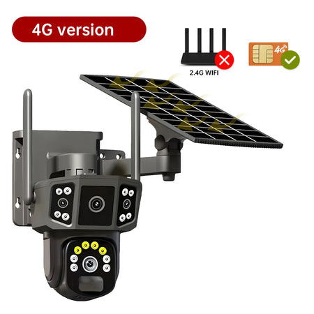 V380 Pro 10X 4K dual lens outdoor security network camera wireless WIFI solar closed-circuit television,4G sim solar cameras 4G Camera / 4mm / CHINA