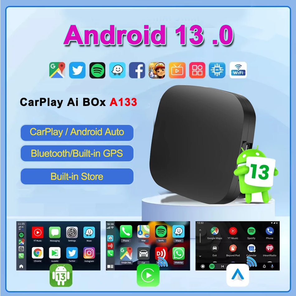 Bil Android 13 Box med Trådlös Android Auto och CarPlay Smart TV Netflix