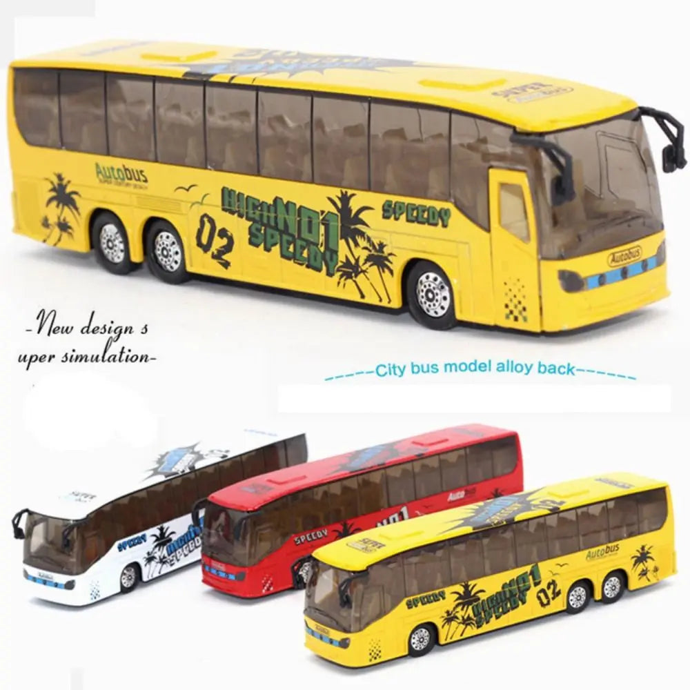High-Quality Alloy Pull Back Bus Model Toy for Kids