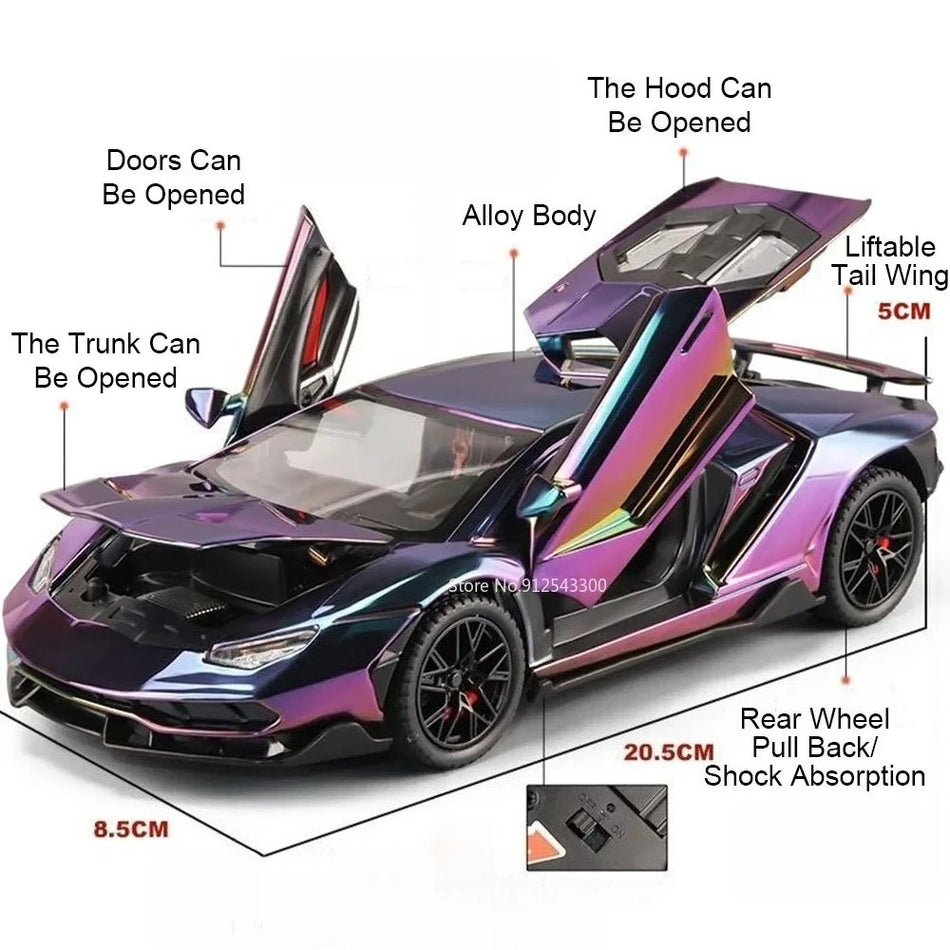 Diecast model avto LP770 Revuelto v merilu 1:24 z nastavljivim repnim krilom