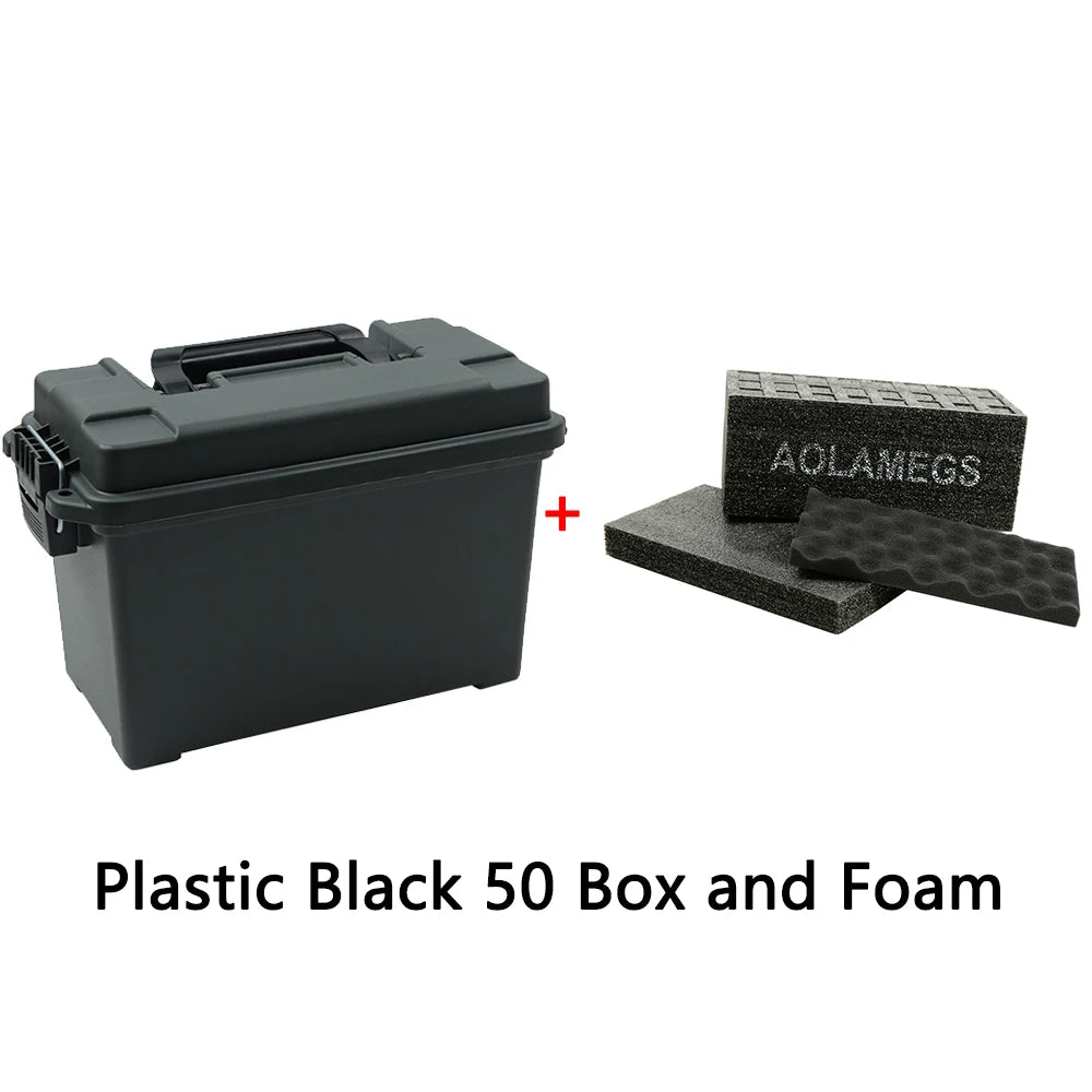 AMMO 50-P Plastic Box - Foam Pistol Magazine Holder Black Box and Foam