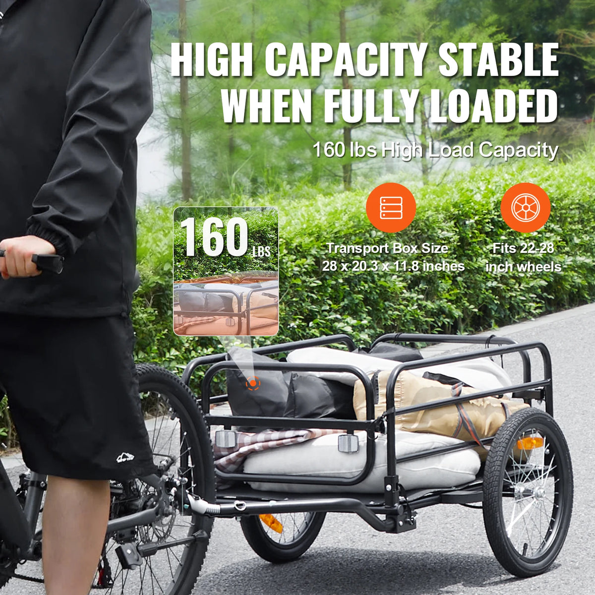 SucceBuy 160 Lbs Bike Cargo Trailer &ndash; Foldable Storage