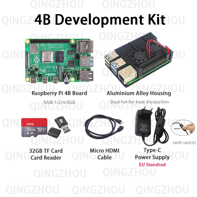 Raspberry Pi 4B Starter Kit &ndash; Complete Development Solution KIT with EU Standrad / RAM 2GB