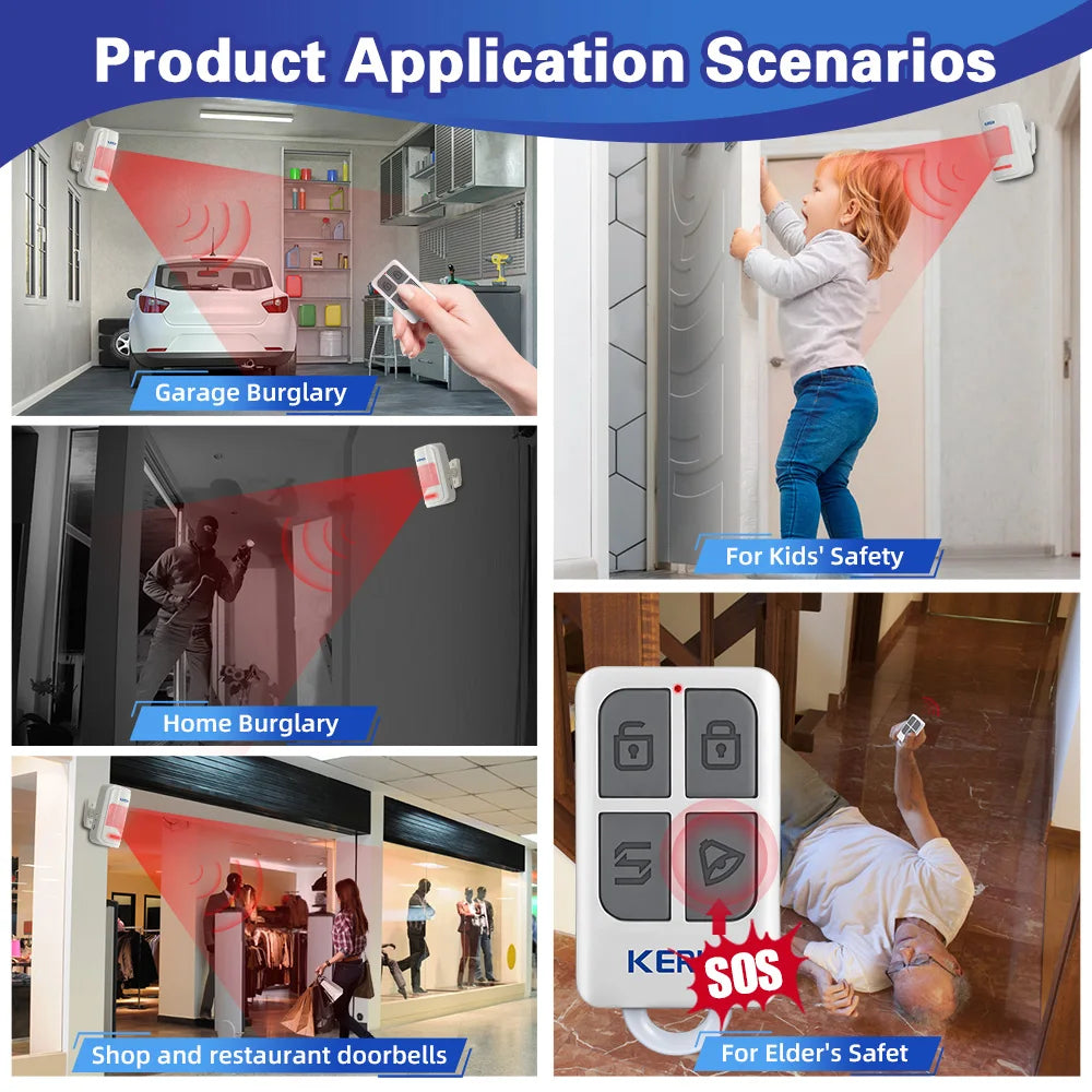 KERUI 433MHz Wireless PIR Motion Sensor Alarm/Doorbell with Remote Control
