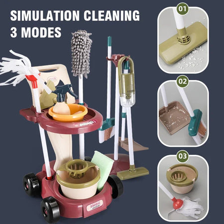 Simulation Cleaning And Hygiene Cart Tool Set &ndash; Educational Pretend Play Fun