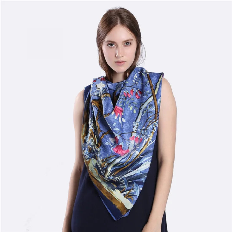 POBING Silk Scarf &ndash; Luxurious Back Garden Print