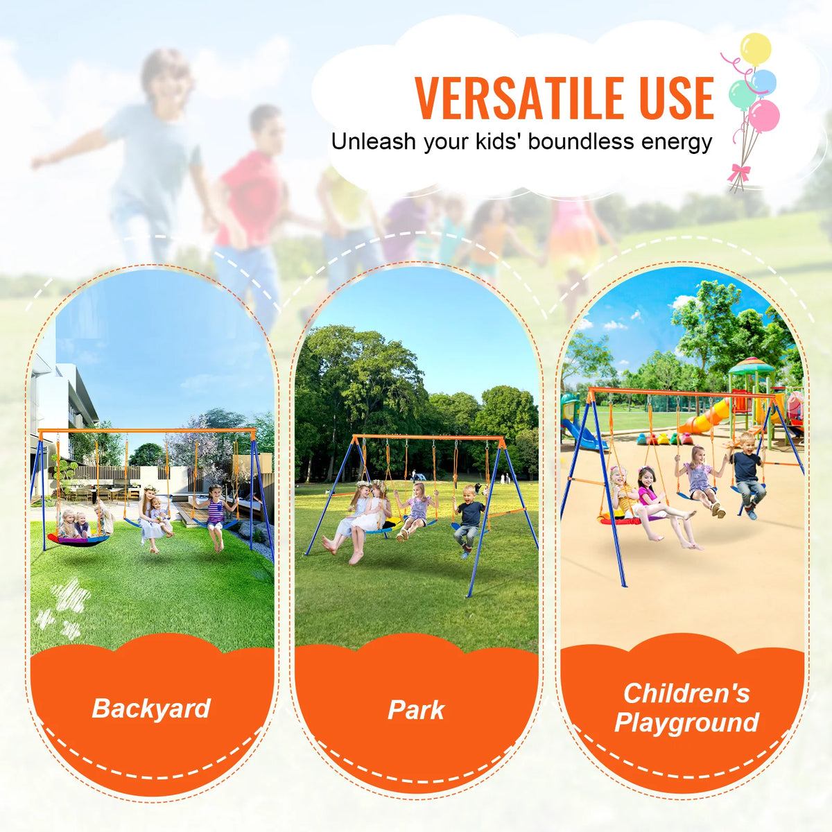 SucceBuy Swing Set &ndash; 600 Lbs Capacity For Kids Outdoor Fun