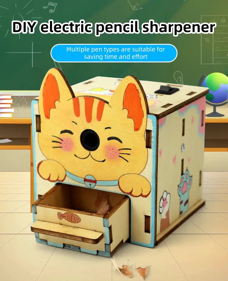 DIY Electric Pencil Sharpener Model Toys Technologia Science Experimental Tool Kit Educational Wooden Puzzle Games for Kids by InterCyprus Trading Ltd