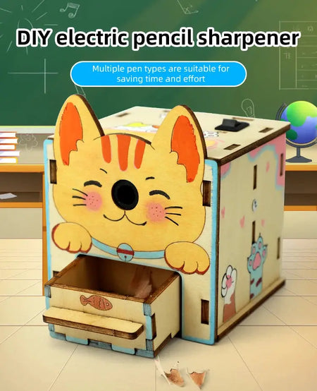 DIY Electric Pencil Sharpener Model Toys Technologia Science Experimental Tool Kit Educational Wooden Puzzle Games for Kids by InterCyprus Trading Ltd