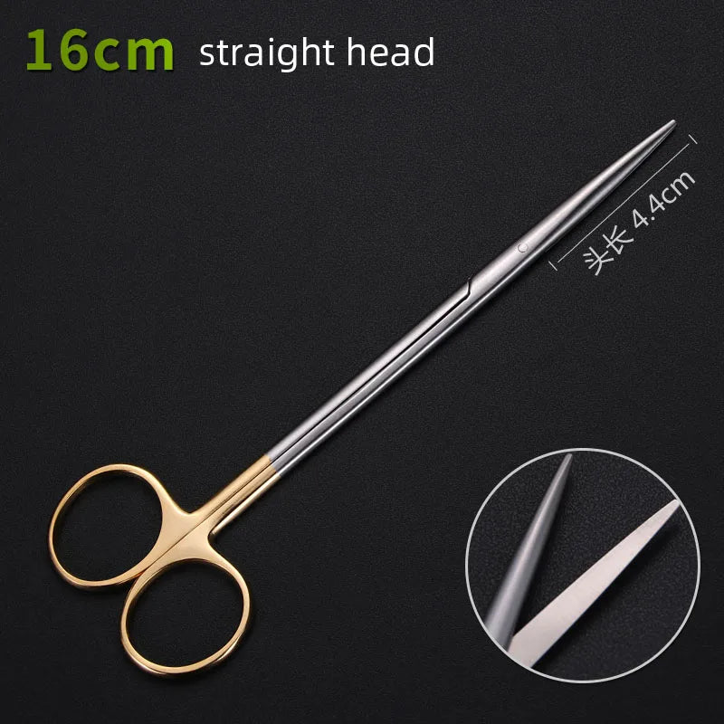 Dental Ophthalmic Blunt Scissors - Versatile Nasal Tool Black &amp; Silver