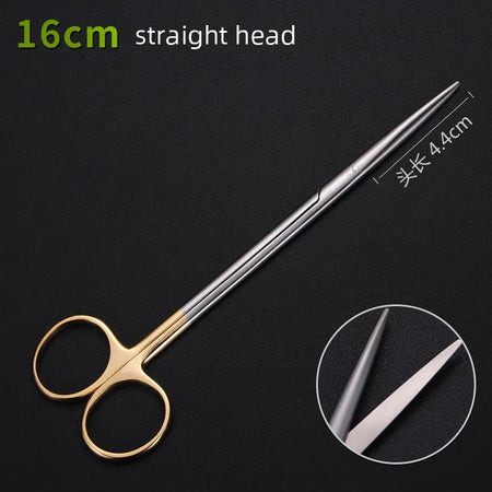 Dental Ophthalmic Blunt Scissors - Versatile Nasal Tool Black &amp; Silver