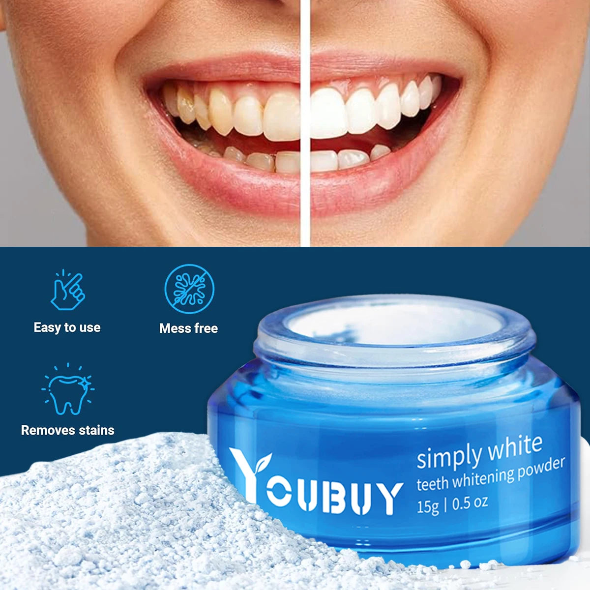 YOUBUY Whitening Tooth Powder &ndash; Effective Stain Removal Teeth whitening