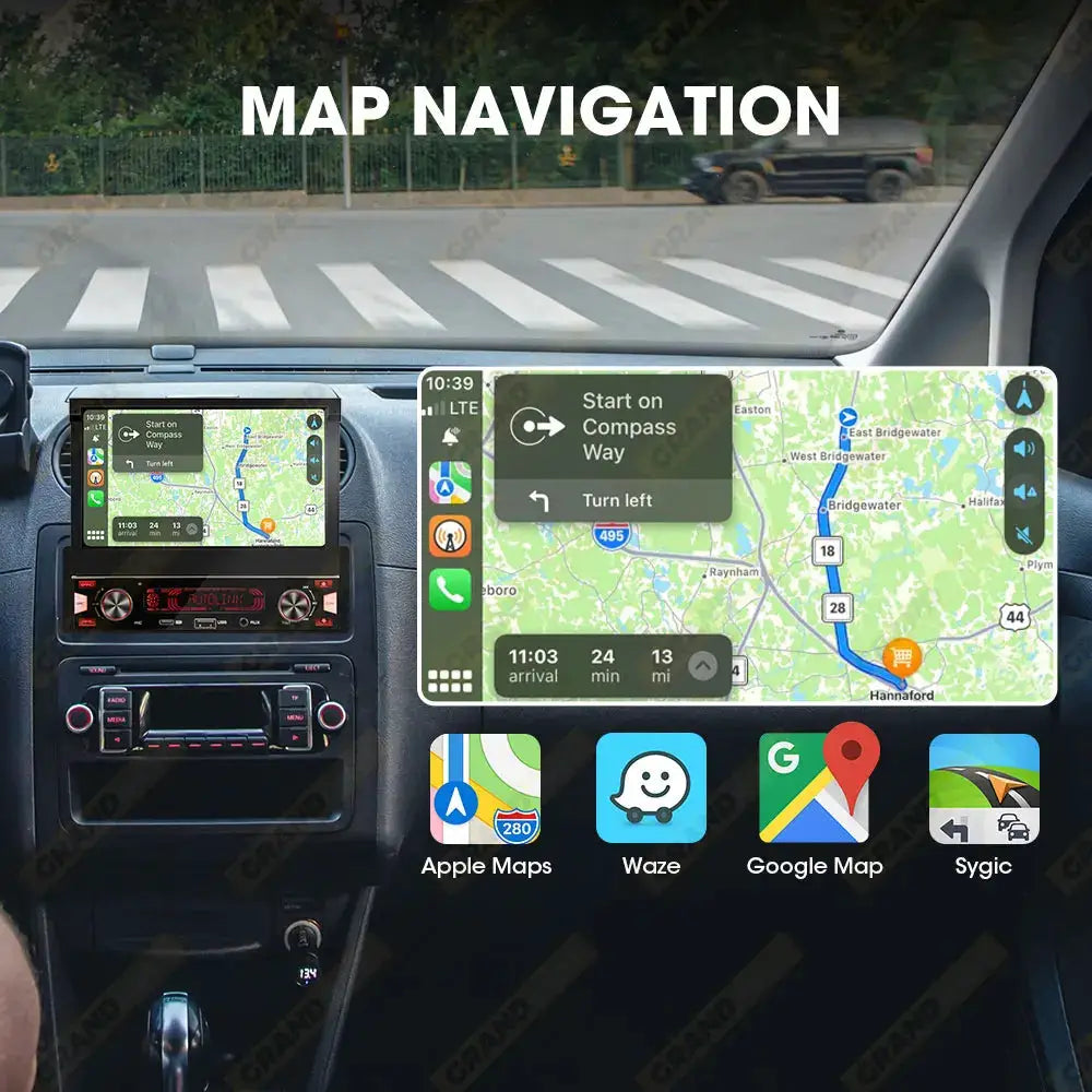 1DIN 7Inch MP5 Car Radio Player FM AM RDS Automatic Retractable IPS Touch Screen Wireless CarPlay Android Auto Car Stereo GPS by InterCyprus Trading Ltd