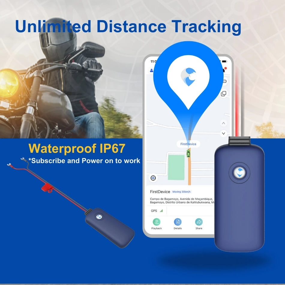 Wanwaytech Vodotěsný Motocyklový GPS Tracker Skutečný Čas Dvoudrátové Připojení