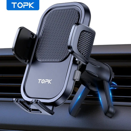 TOPK Car Phone Holder Mount [Upgraded Support Function] Metal Hook Cell Phone Holder For Car Air Vent Compatible With All Phones by InterCyprus Trading Ltd