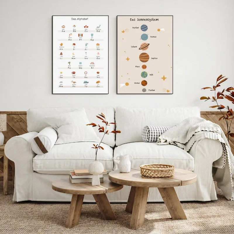 Alphabet Education Canvas Poster for Children's Room, Modern Wall Decor, Unframed