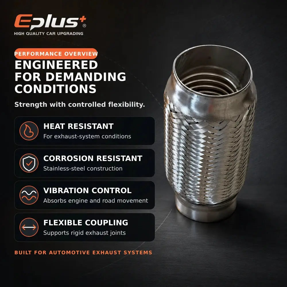 Universal Automotive Woven Mesh Exhaust Hose Stainless Steel Braided Flexible Connection for Car Exhaust System Replacement by InterCyprus Trading Ltd