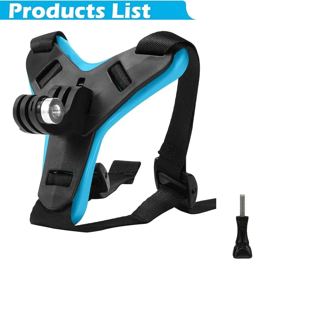 Motorcycle Helmet Chin Strap Mount for GoPro &amp; Action Cameras | Secure &amp; Compatible Blue