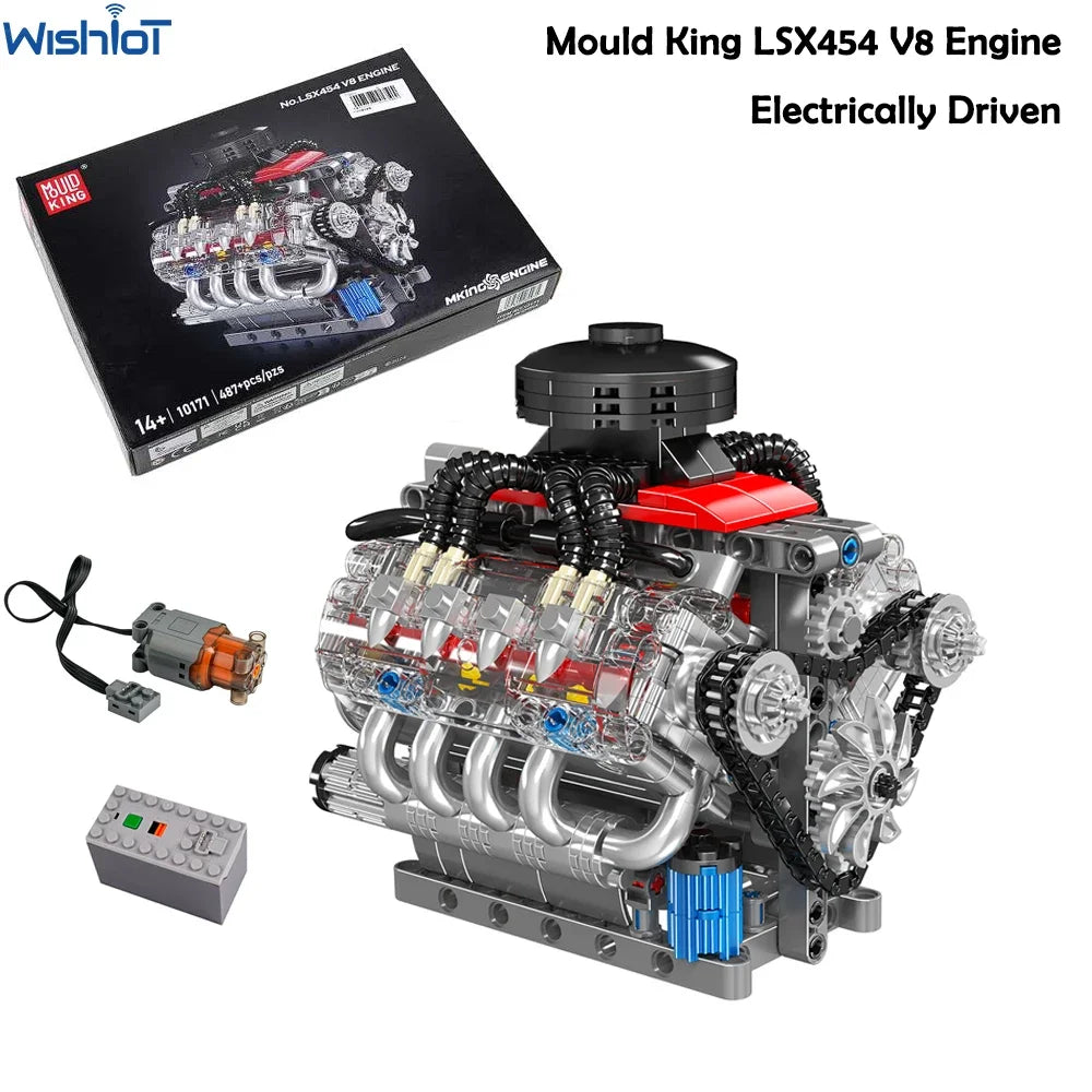 Mould King 10171 LSX454 V8 Engine Model &ndash; Motorized Drive Default Title