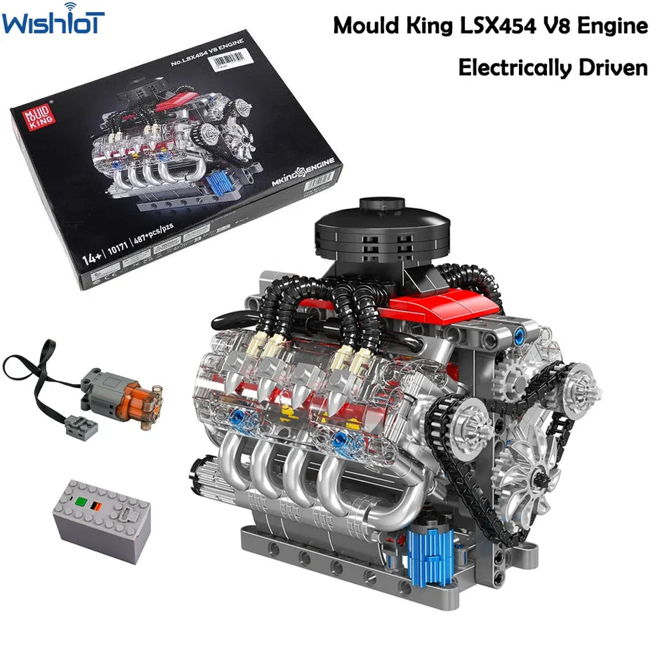 Mould King 10171 LSX454 V8 Engine Model &ndash; Motorized Drive Default Title