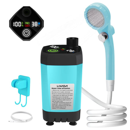 Camping Shower Pump Kit &ndash; Full Screen Intelligent Display Blue