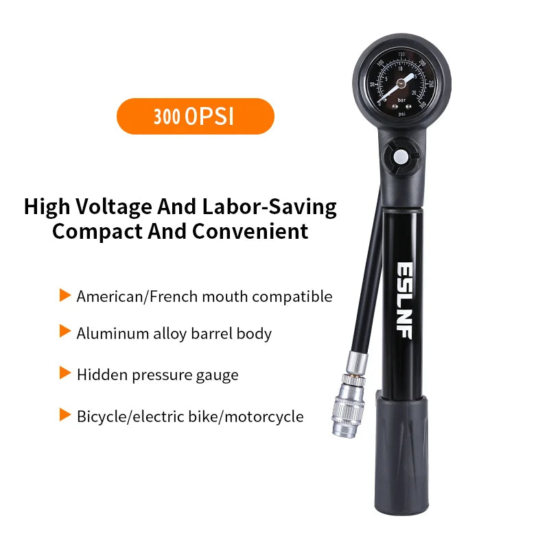 Алюминиевый велосипедный насос 300 PSI с цифровым дисплеем, Presta/Schrader