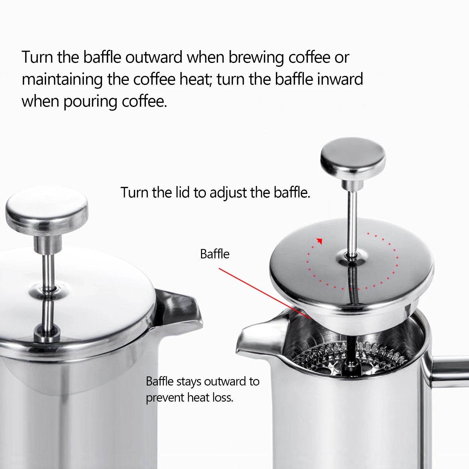 Stainless Steel Double Walled French Press Coffee Maker